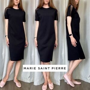 Marie Saint Pierre Black Short Sleeve Midi Dress XS